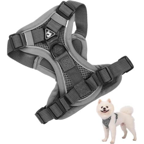 Arnés para perros pequeños, medianos y grandes, antitirones, reflectante, con correa de 1,5 m, transpirable, chaleco de alta visibilidad ajustable para caminar y correr (S)