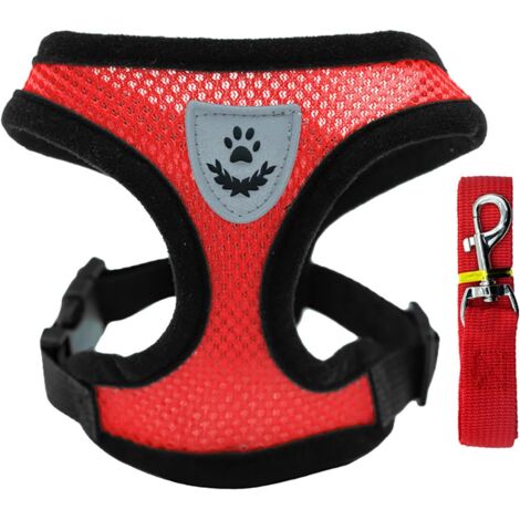Arnés y correa para perro – Diseño antideslizante con bandas reflectantes  Chaleco cómodo para perros pequeños y medianos  Ideal para entrenamiento, paseos y actividades al aire libre (Rojo, Mediano)