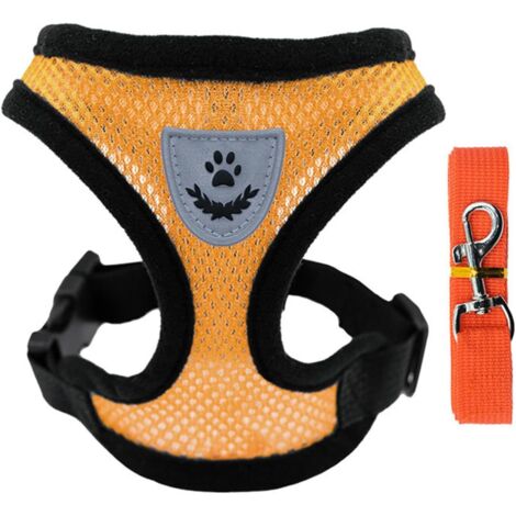 Arnés y correa para perro – Fácil acceso con bandas reflectantes  Chaleco antiescape para cachorros y perros adultos  Arnés naranja para mascotas medianas