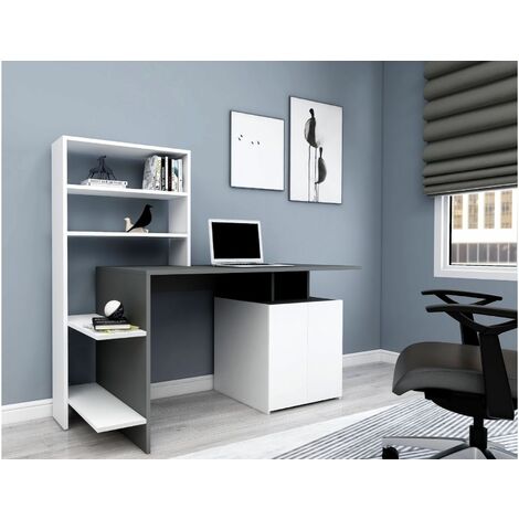 Arnetti Costa Brava Schreibtisch, Weiß & Anthrazit - Farbe:Weiß
