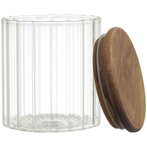 Arno-Glasgefäß mit Akaziendeckel