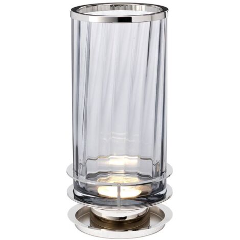 Arno Lampe à Poser Métallerie Nickel Poli, Verre Fumé