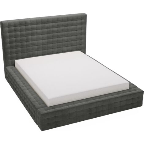 Arno lit adulte 180x200 - chesterfield, glam - lit double avec rangement et mousse épaisse - tissu velours Gris foncé (Elegance 18)