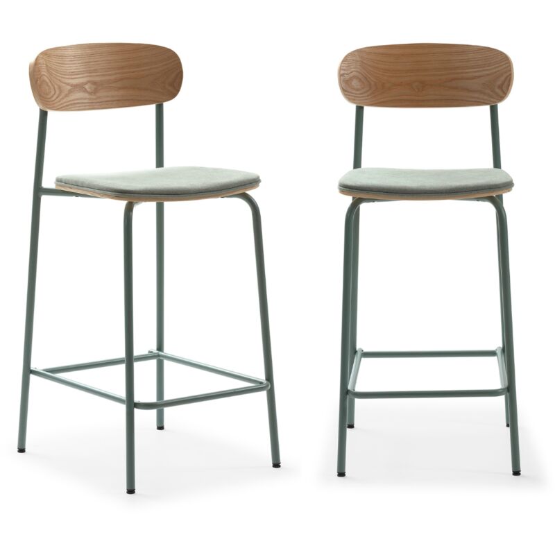 Drawer - calicosy - Lot de 2 tabourets en tissu avec pieds en métal H66 cm - adriana