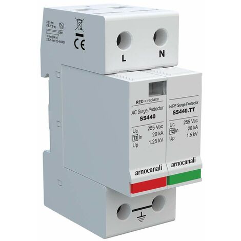 Arnocanali SS440.2TT Enerpro Scaricatore 1 + 1 Moduli, Classe di Riferimento T2 per Reti Tt - Tn