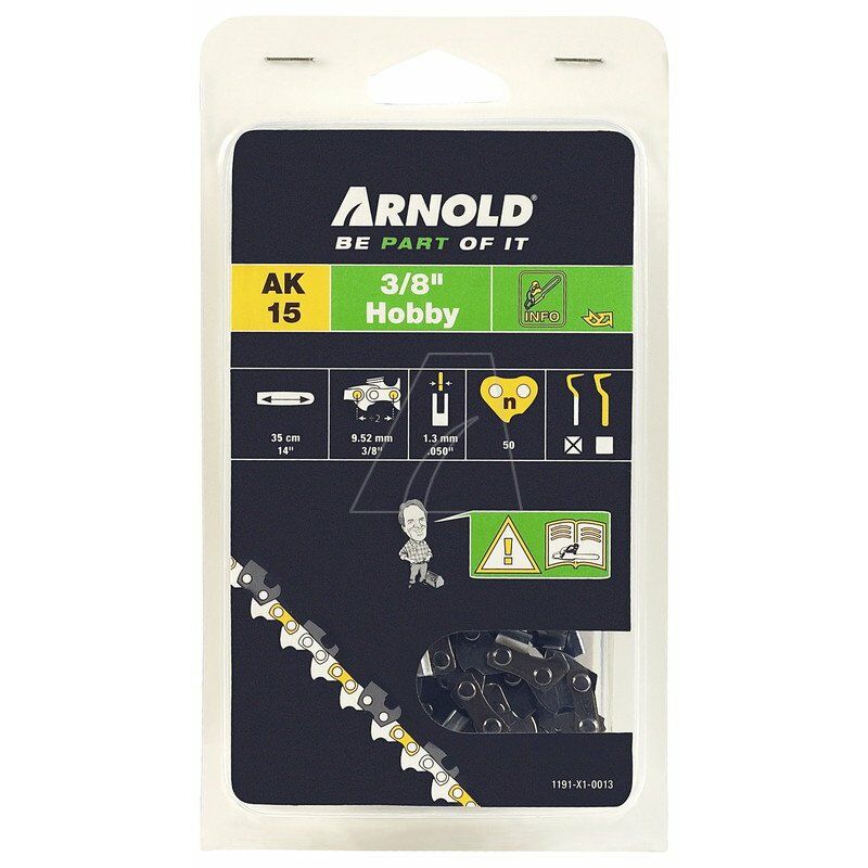 Arnold - Chaîne de tronçonneuse 3/8, 1,3 mm - 50 maillons d'entraineurs - gouges demi-rondes