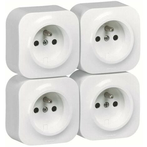 ARNOULD Lot de 4 prises de courant avec terre en saillie blanc