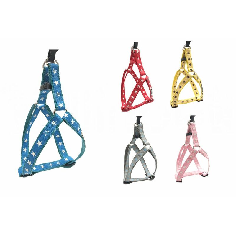 

Arnés de Nylon Ajustable, Diseño Estrellas para Perro o Gato - 1.0 x 30-40 Cm, Rojo