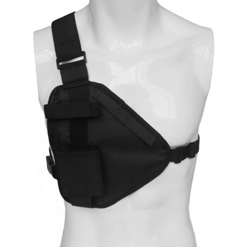 

Arnés de pecho para walkie talkie, bolsillo frontal para radio, ajustable, táctico, bolso de hombro de caza, unisex