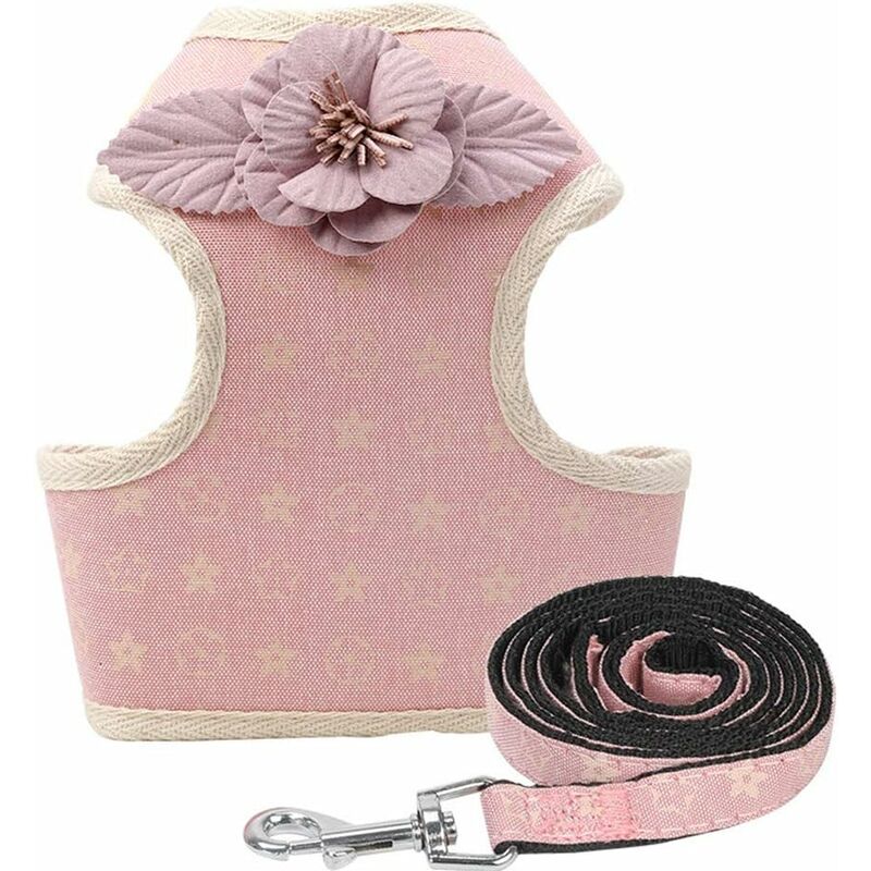 

Abcrital - Arnés para perros, chaleco, correa ajustable, arnés suave para cachorros, gatos, animales pequeños PS025 (M, 025-1 rosa y morado)