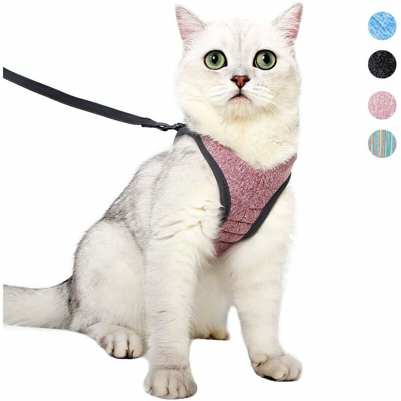 

Zqyrlar - Arnés y correa ultraligeros para gatos, suave y cómodo, con cuello de gatito, chaqueta para caminar para gatos, a prueba de fugas, adecuada