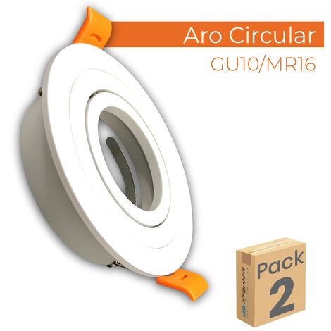 Aro de Aluminio circular para bombilla GU10/Dicroica basculante | Pack 2 Uds. - Pack 2 Uds.