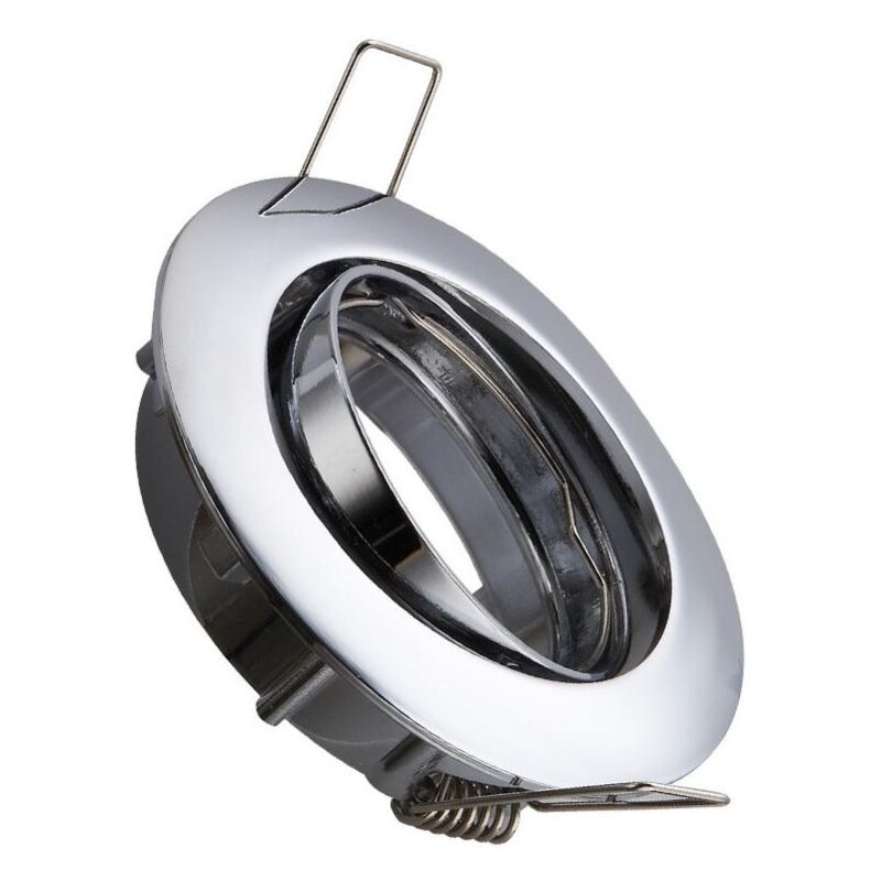 

Aro Downlight Circular Basculante para Bombilla LED GU10 / GU5.3 Corte Ø 72 mm Cromado - Cromado