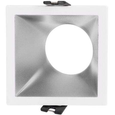 Aro Downlight Cuadrado Asimétrico - Bajo UGR - Corte 75 X 75mm - Plata
