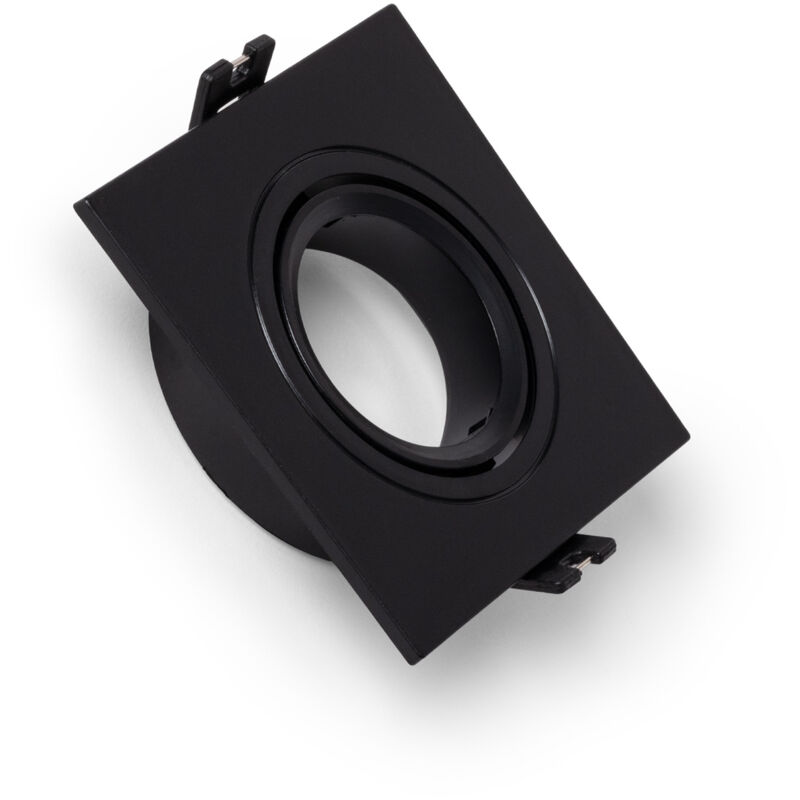 

Aro Downlight Cuadrado Basculante para Bombilla LED GU10 / GU5.3 Corte Ø 75 mm Negro Mate - Negro Mate
