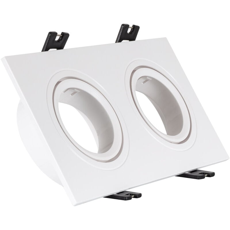 

Aro Downlight Cuadrado Basculante para dos Bombillas LED GU10 / GU5.3 Corte 75x150 mm Blanco Mate - Blanco Mate