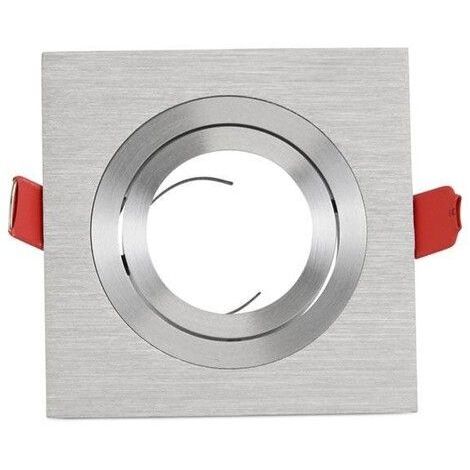 Aro Downlight Cuadrado Basculante PREMIUM Para GU10 / MR16 - Aluminio Plata