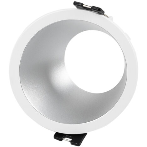 Aro Downlight Redondo Asimétrico - Bajo UGR - Corte Ø75mm - Plata