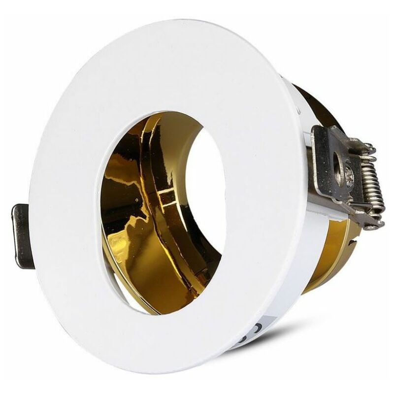 GU10 led Foco Empotrable Redondo con Agujero Ovalado Color Blanco con Interior Dorado
