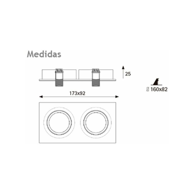 

Aro empotrable doble cuadrado orientable inox 724D-05 Jiso (sin bombilla)