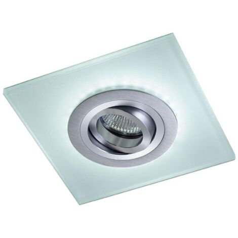 Aro empotrable LED SMD "Iceberg" GU5.3/GU10 (2,4W 3000K 150lm) IP20 fabricado en aluminio y cristal extraclaro color plata