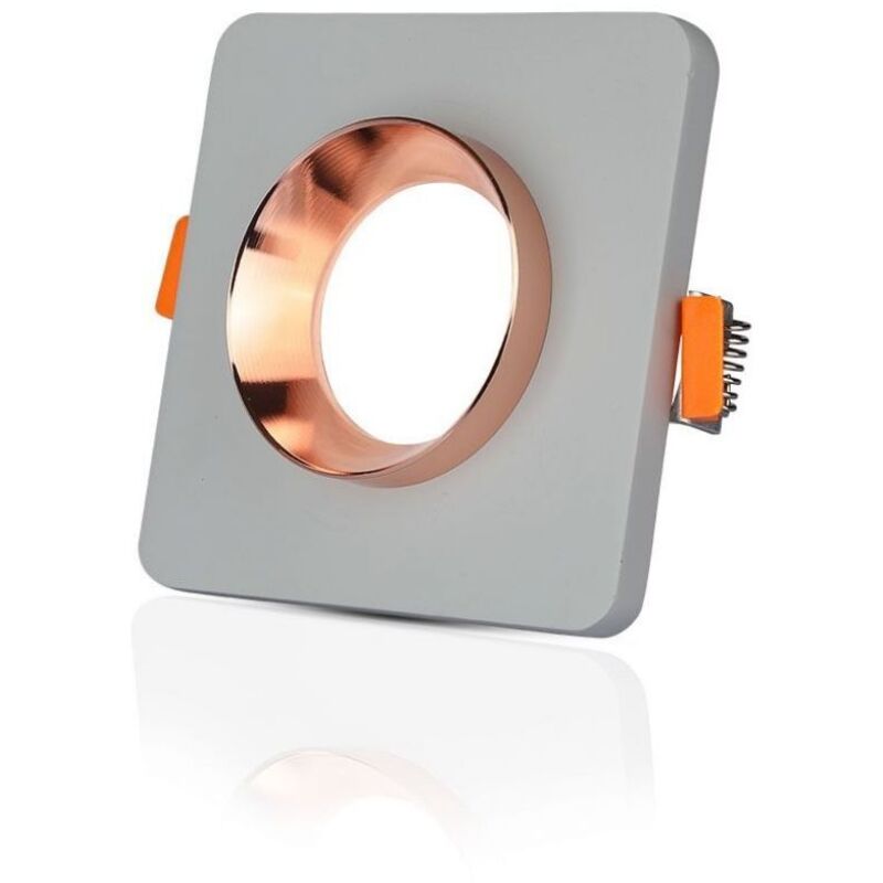 

V-tac - Aro empotrable para bombilla LED GU10 yeso cuadrado gris y rose gold