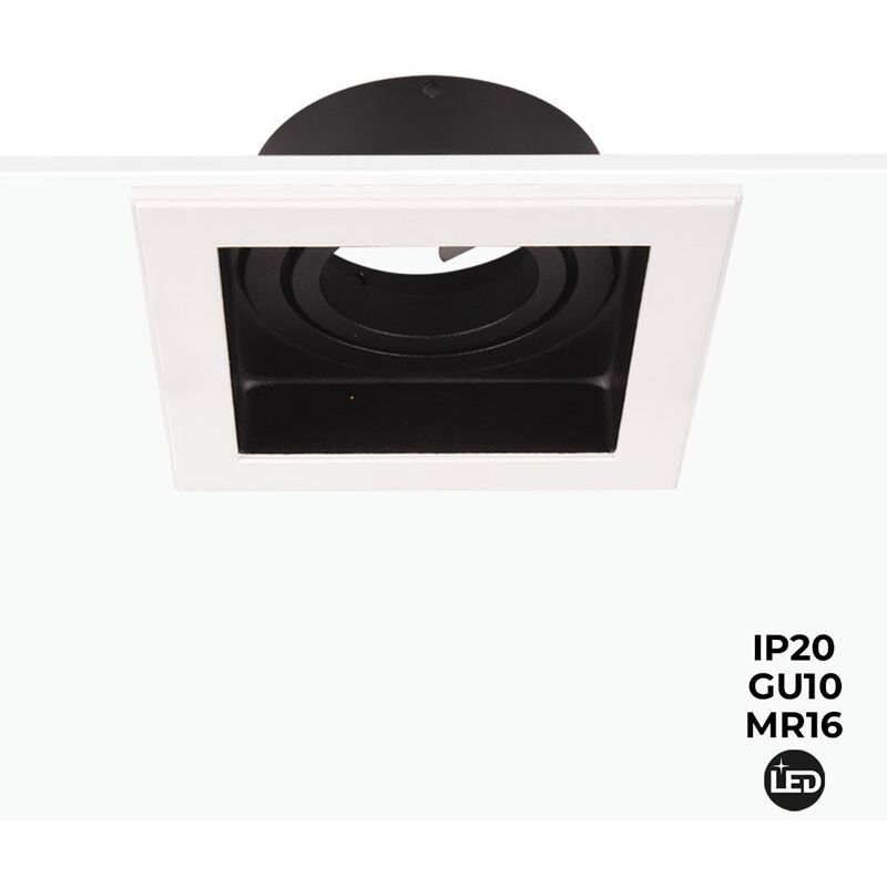 

Aro kardan cuadrado blanco basculante para bombilla LED GU10 / MR16