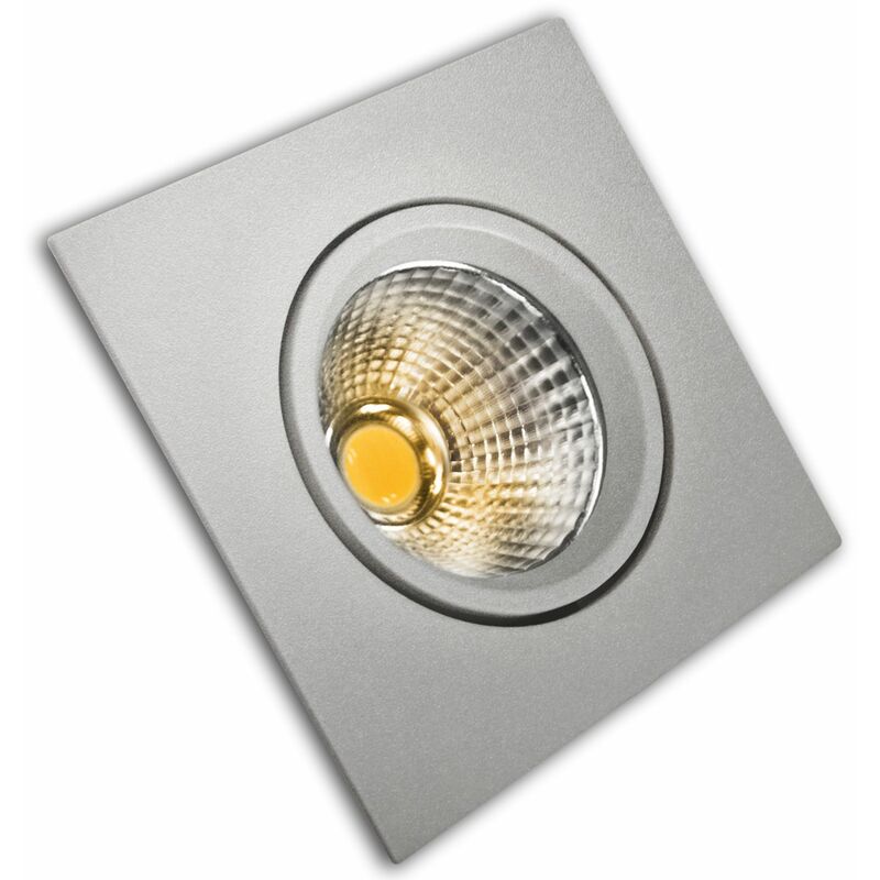 

Aro LED COB aluminio basculante cuadrado plata 5w cálido