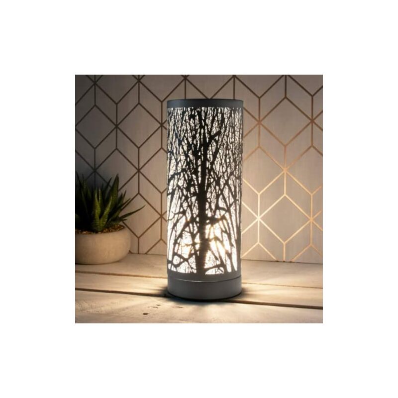 Aroma Oil Burner Lamp Wax Melt Matt Grey LED Forest Tree Silhouette Colour Changing Light – Mains