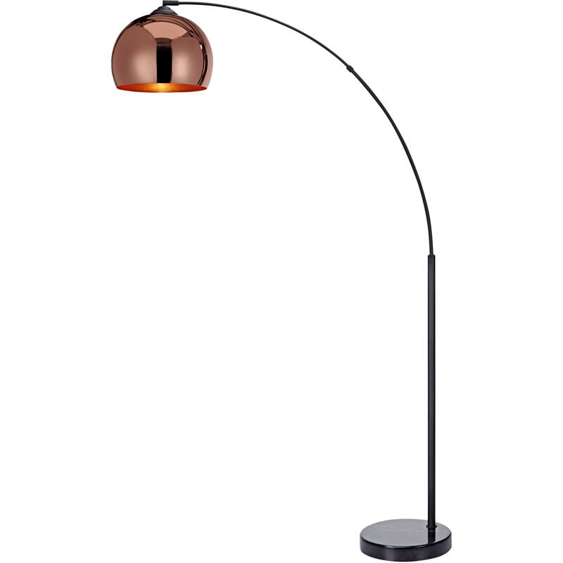Arquer Arc Floor Lamp With Rose Gold Finished Shade And Black Marble Base - Rose Gold / Black - 110 x 170 x 170 cm