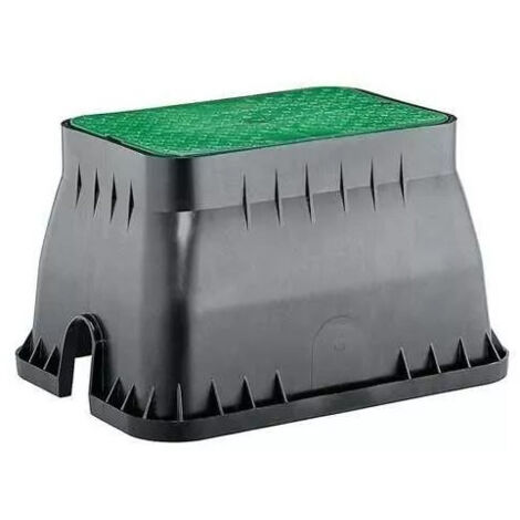 Arqueta de riego rectangular Jumbo 50x64x30 cm, Caja de riego para 4-7 electroválvulas o accesorios