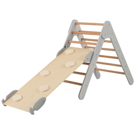 Arrampicata giocattolo a triangolo per bambini 3-in-1, Arrampicatore con rampa di scivolo a 2 lati Grigio