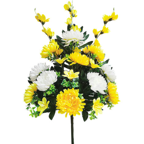 Arrangements Floraux Commémoratifs, Fausses Fleurs en Soie Brillantes pour Décorer des Cercueils de Tombes ou des Monuments Commémoratifs (211125XU04-3)