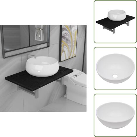 Arredamento bagno - vidaXL Set Mobili da Bagno 2 pz Ceramica Nero - Lavabo rotondo