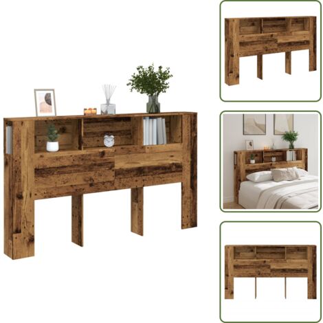Arredamento camera da letto - vidaXL Testiera Contenitore Legno Antico 180x18,5x102,5 cm Truciolato - Testiera con scomparti