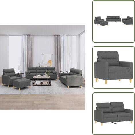 Arredamento casa - vidaXL Set di Divani 4 pz con Cuscini Grigio Scuro in Tessuto - Divano con cuscini