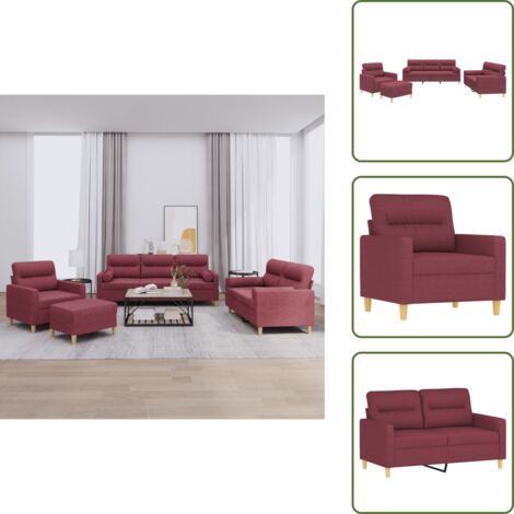 Arredamento casa - vidaXL Set di Divani 4 pz con Cuscini Rosso Vino in Tessuto - Seduta confortevole
