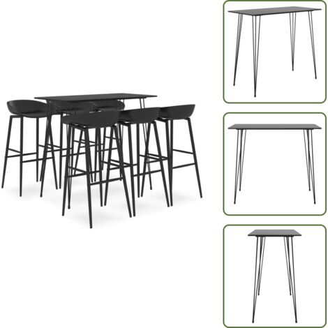 Arredamento da bar - vidaXL Set da Bar 7 pz Nero - Tavolo da bar nero