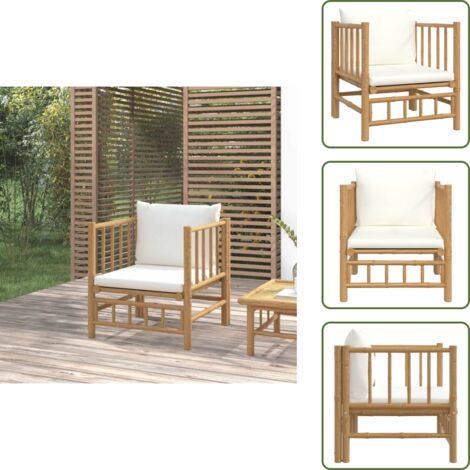 Arredamento da esterno - vidaXL Divano da Giardino con Cuscini Bianco Crema in Bambù - Divano bambù