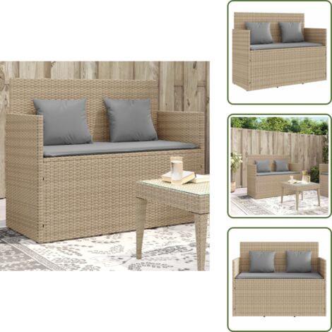 Arredamento da esterno - vidaXL Panca da Giardino con Cuscini Beige in Polyrattan - Cuscino sfoderabile