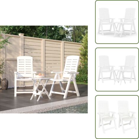 Arredamento da esterno - vidaXL Set da Pranzo da Giardino 3 pz Bianco in Polipropilene - Tavolo pieghevole