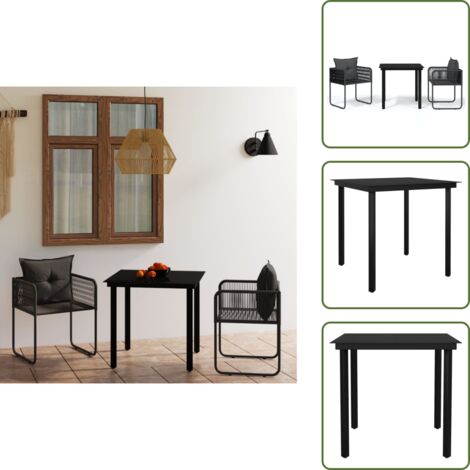 Arredamento da esterno - vidaXL Set da Pranzo da Giardino 3 pz Nero - Tavolo in vetro