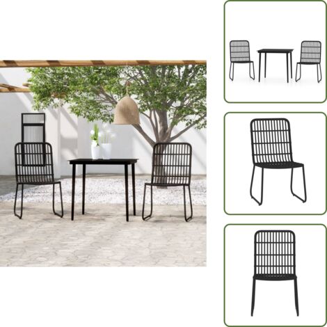 Arredamento da esterno - vidaXL Set da Pranzo da Giardino 3 pz Nero - Tavolo in vetro