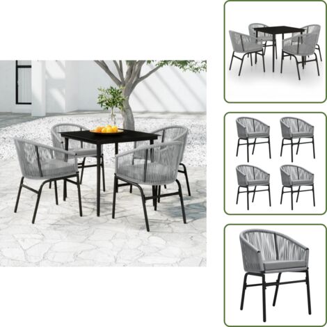 Arredamento da esterno - vidaXL Set da Pranzo da Giardino 5 pz Grigio - Tavolo in vetro