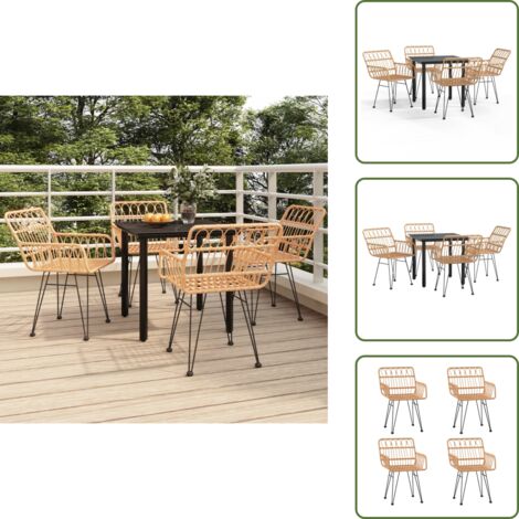 Arredamento da esterno - vidaXL Set da Pranzo da Giardino 5 pz in Polyrattan - Rattan