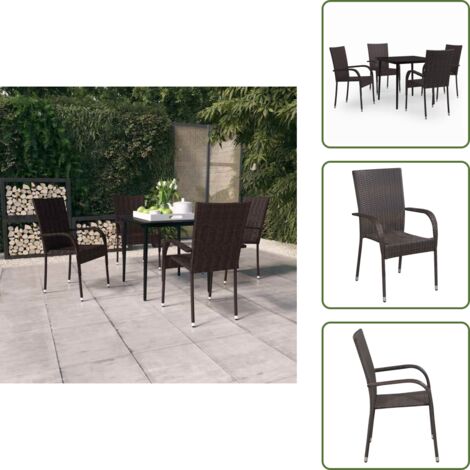 Arredamento da esterno - vidaXL Set da Pranzo da Giardino 5 pz Marrone e Nero - Tavolo in vetro