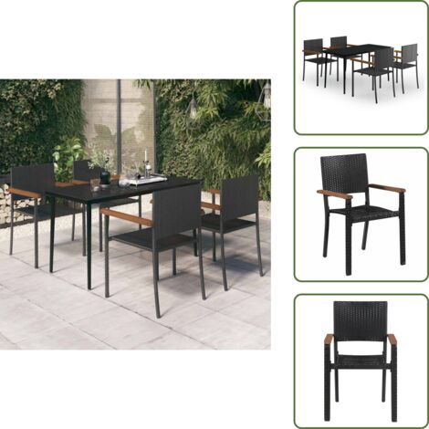 Arredamento da esterno - vidaXL Set da Pranzo da Giardino 5 pz Nero - Tavolo in vetro