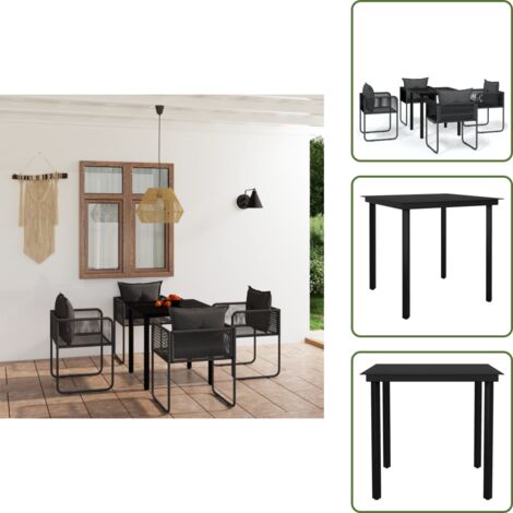 Arredamento da esterno - vidaXL Set da Pranzo da Giardino 5 pz Nero - Tavolo in vetro