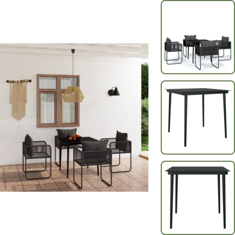 Arredamento da esterno - vidaXL Set da Pranzo da Giardino 5 pz Nero - Tavolo in vetro