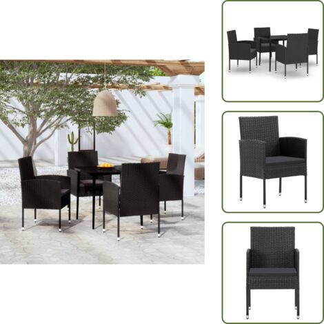 Arredamento da esterno - vidaXL Set da Pranzo da Giardino 5 pz Nero - Tavolo in vetro